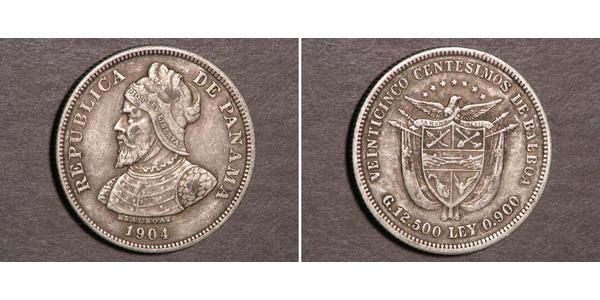 25 Centesimo Republic of Panama Silver 