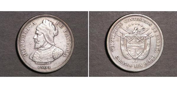 25 Centesimo Republic of Panama Silver 