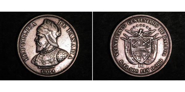 25 Centesimo Republic of Panama Silver 