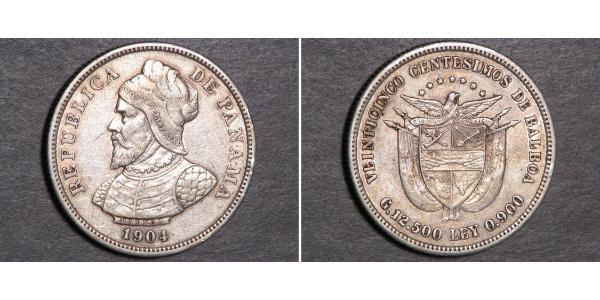 25 Centesimo Republic of Panama Silver 