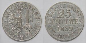 25 Centime Svizzera Argento 