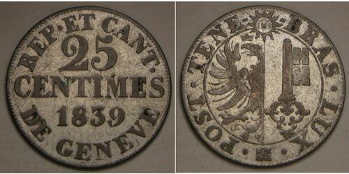 25 Centime Svizzera Argento 