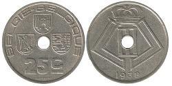 25 Centime Bélgica Níquel/Latón 