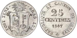 25 Centime Suiza Plata 