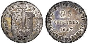 25 Centime Suiza Plata 