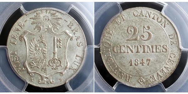 25 Centime Schweiz Silber 