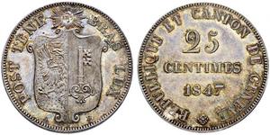 25 Centime Switzerland Silver 