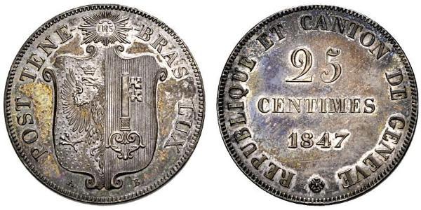 25 Centime Switzerland Silver 