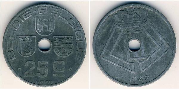 25 Centime Belgien Zink 