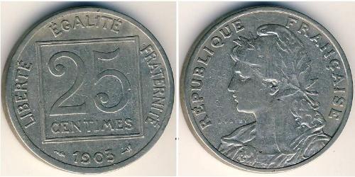 25 Centime 法兰西第三共和国 (1870 - 1940) 镍 