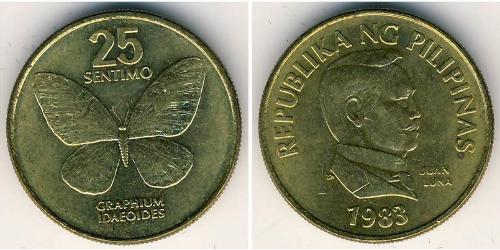 25 Centimo Philippines Brass 