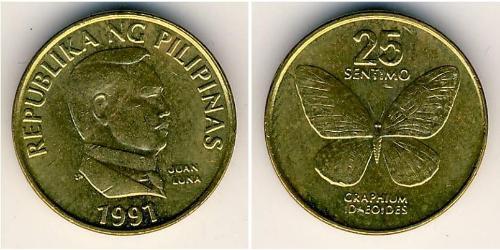 25 Centimo Philippines Brass 