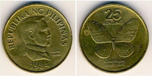 25 Centimo Philippines Brass 