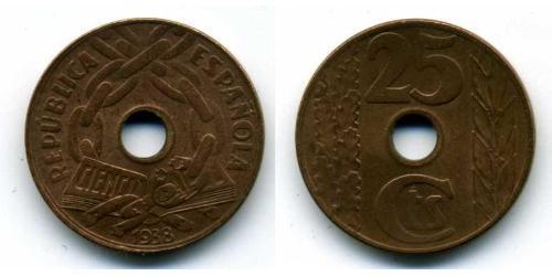 25 Centimo Second Spanish Republic (1931 - 1939) Copper 