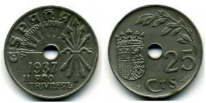 25 Centimo Second Spanish Republic (1931 - 1939) Copper/Nickel 