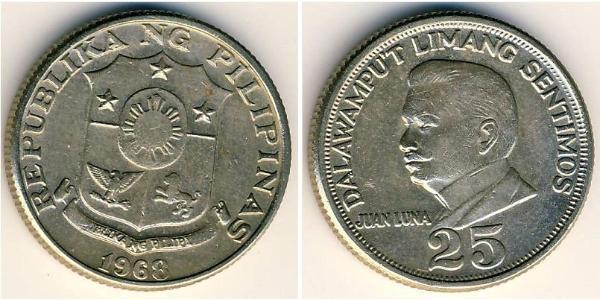 25 Centimo Philippines Copper/Zinc/Nickel 
