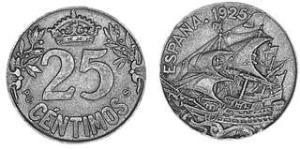 25 Centimo Kingdom of Spain (1874 - 1931) Rame/Nichel Alfonso XIII of Spain (1886 - 1941)