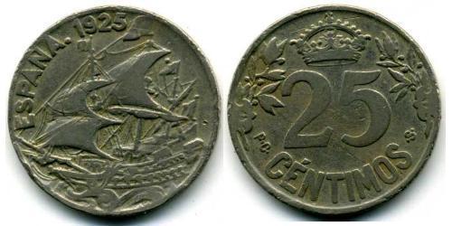 25 Centimo Kingdom of Spain (1874 - 1931) Rame/Nichel Alfonso XIII of Spain (1886 - 1941)
