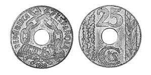 25 Centimo 西班牙第二共和国 (1931 - 1939) 銅 