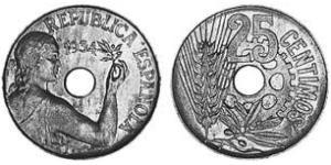 25 Centimo 西班牙第二共和国 (1931 - 1939) 銅/镍 