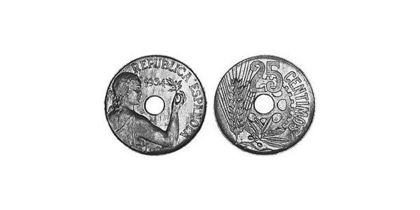 25 Centimo 西班牙第二共和国 (1931 - 1939) 銅/镍 