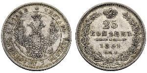 25 Copeca Impero russo (1720-1917) Argento Alessandro II (1818-1881) / Nicola I (1796-1855)