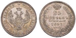 25 Copeca Impero russo (1720-1917) Argento Alessandro II (1818-1881) / Nicola I (1796-1855)