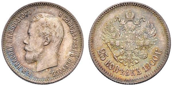 25 Copeca Impero russo (1720-1917) Argento Nicola II (1868-1918)