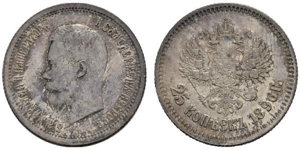 25 Copeca Impero russo (1720-1917) Argento Nicola II (1868-1918)