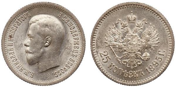 25 Copeca Impero russo (1720-1917) Argento Nicola II (1868-1918)