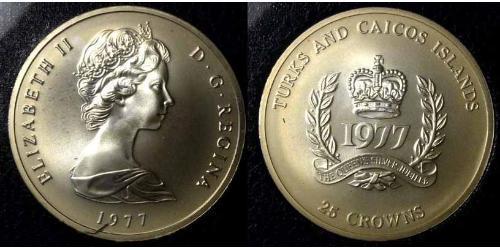 25 Crown Islas Turcas y Caicos Níquel/Cobre Isabel II (1926-2022)