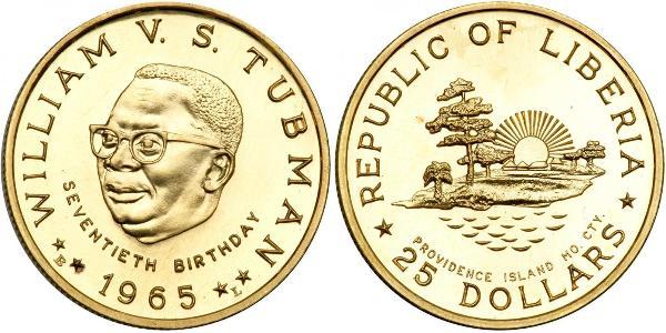 25 Dollar Liberia Gold William S. Tubman