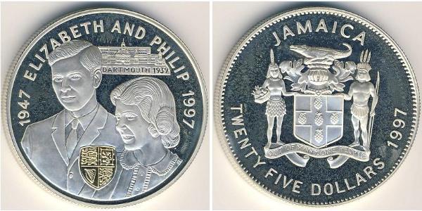 25 Dollar Jamaica (1962 - ) Silver 