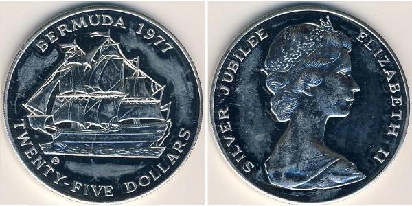 25 Dollar 百慕大 銀 伊丽莎白二世 (1926-2022)