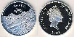 25 Dólar Islas Salomón Plata 