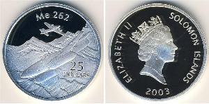 25 Dólar Islas Salomón Plata 