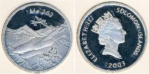25 Dólar Islas Salomón Plata 