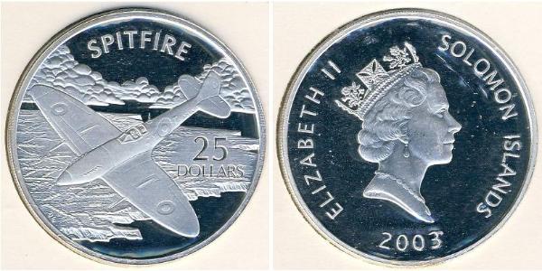 25 Dólar Islas Salomón Plata 