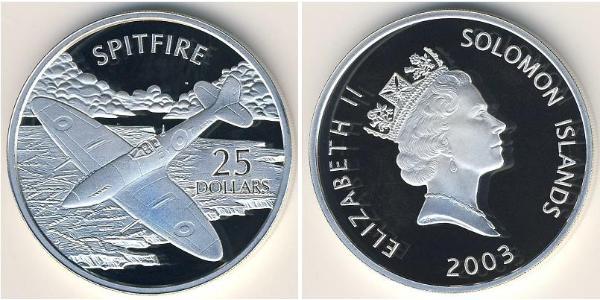 25 Dólar Islas Salomón Plata 