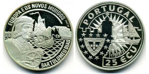 25 Ecu Republica Portuguesa (1975 - ) Silber 