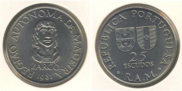 25 Escudo Portugal / Madeira Copper/Nickel 