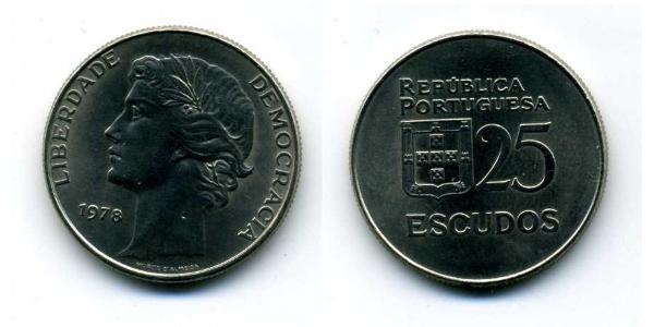 25 Escudo Portogallo (1975 - ) Rame/Nichel 