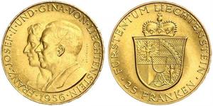 25 Franc Liechtenstein Gold Franz Joseph II, Prince of Liechtenstein (1938 - 1989) 