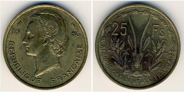 25 Franc French West Africa (1895-1958) Laiton 