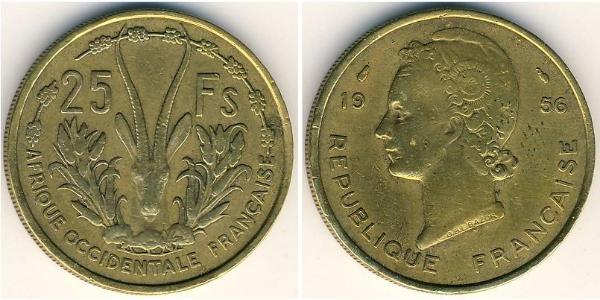 25 Franc French West Africa (1895-1958) Latón 