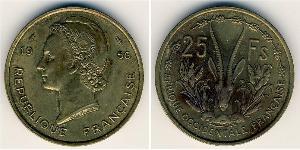 25 Franc French West Africa (1895-1958) Messing 