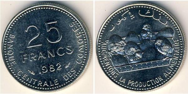 25 Franc Comores (pays) Nickel 