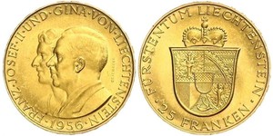 25 Franc Liechtenstein Or Franz Joseph II, Prince of Liechtenstein (1938 - 1989) 