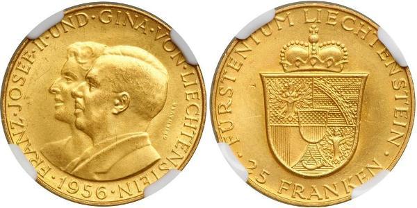 25 Franc Liechtenstein Oro Franz Joseph II, Prince of Liechtenstein (1938 - 1989) 