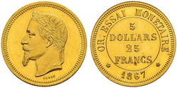 25 Franc / 100 Dollar 法国 金 拿破仑三世